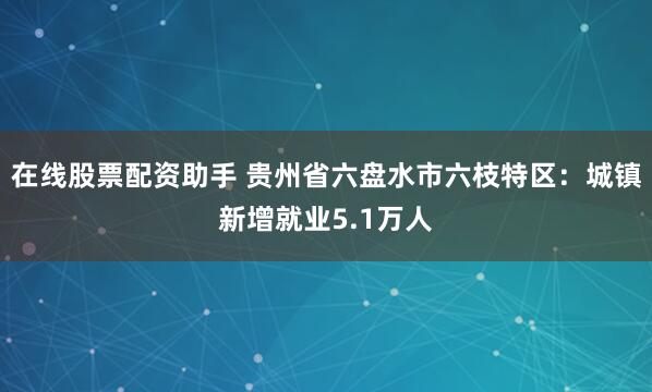 在线股票配资助手 贵州省六盘水市六枝特区：城镇新增就业5.1万人